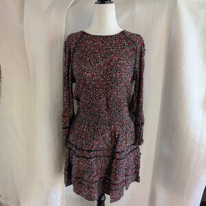 American Eagle Dark Floral mini dress smocked waist Medium Cottagecore Romantic